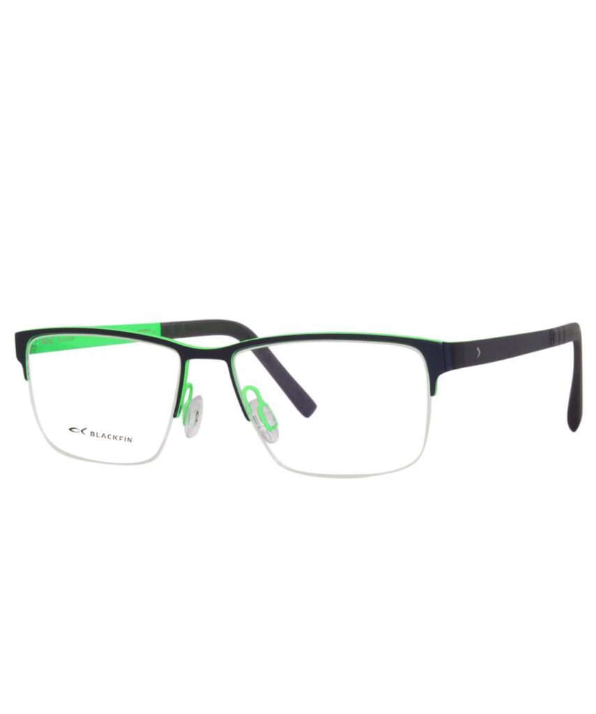 Blackfin Edgartown BF994 1500 Titanium Eyeglasses Men's Navy/Green Semi Rim 55mm