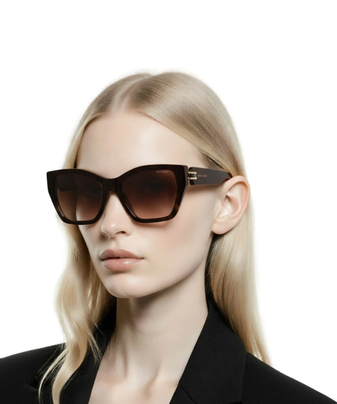 Bvlgari B.Zero1 BV40097I 01B Sunglasses Women's Shiny Black/Grey Gradient 54mm - Image 13