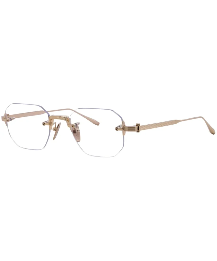 Akoni Juno-One AKX-308B Titanium Eyeglasses Gold Rimless Square Shape 47-22-145