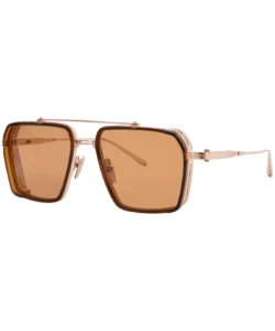 Akoni Tiros AKS-510C Sunglasses Titanium Gold/Brown Rectangle Shape 58-18-152