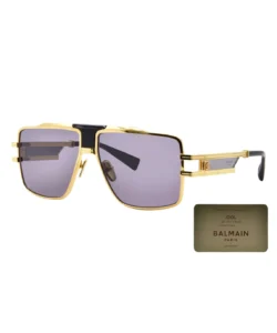 Balmain Limited Edition Idol BPS-201A Sunglasses Titanium Black/Gold/Grey 60mm