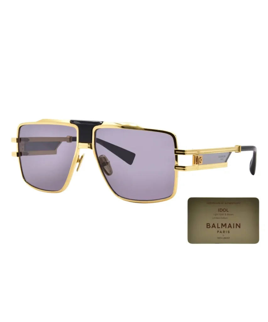 Balmain Limited Edition Idol BPS-201A Sunglasses Titanium Black/Gold/Grey 60mm