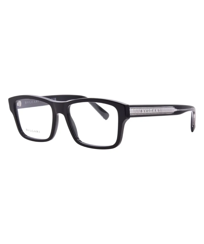 Bvlgari Tubogas BV50051I 001 Eyeglasses Men's Shiny Black Full Rim 55-17-150