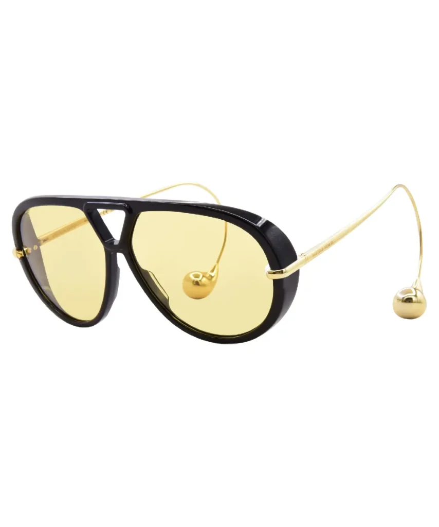 Bottega Veneta BV1273S 003 Sunglasses Black/Gold/Yellow Earring Style 63-12-180
