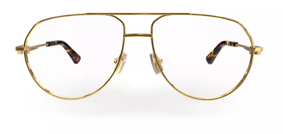 Bottega Veneta BV1302O 001 Eyeglasses Gold Full Rim Pilot 57-15-145 - Image 2