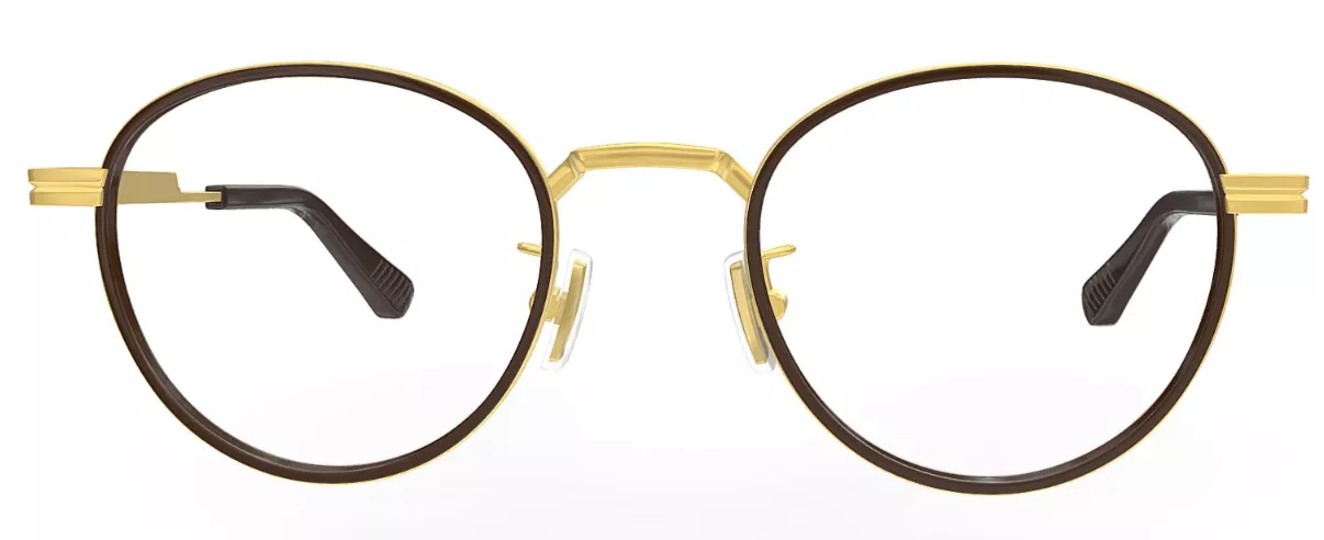 Bottega Veneta BV1337OJ 004 Eyeglasses Gold Full Rim 48-21-140 - Image 2