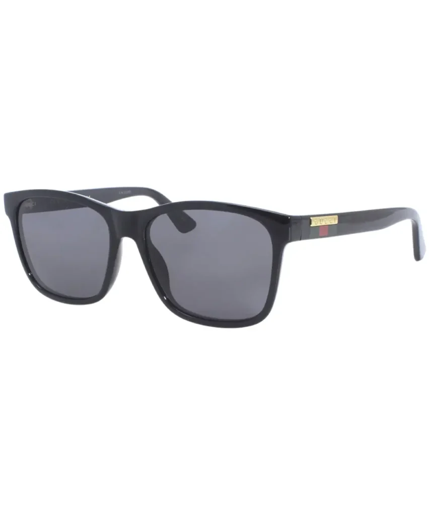 Gucci GG0746S 001 Sunglasses Men's Black/Grey Lenses Rectangular 57mm