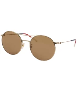 Gucci Gucci-Logo GG0680S 003 Sunglasses Women's Gold/Brown Lenses Round 56mm